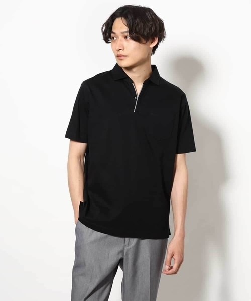 a.v.v(アーヴェヴェ)の「【接触冷感/UVカット】シルケットスムースポロシャツ(Tシャツ/カットソー・メンズ・ブラック/ネイビー/ホワイト・46/48/50)」の16枚目の写真