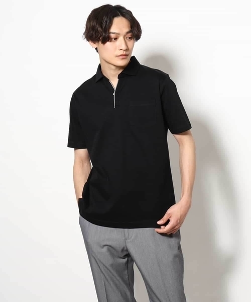 a.v.v(アーヴェヴェ)の「【接触冷感/UVカット】シルケットスムースポロシャツ(Tシャツ/カットソー・メンズ・ブラック/ネイビー/ホワイト・46/48/50)」の18枚目の写真