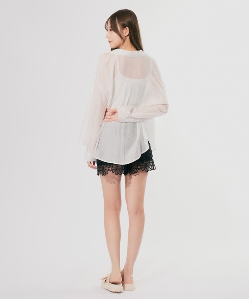 JilLA(ジルア)の「Flower Lace Short pants / フラワーレースショートパンツ(スウェットパンツ・レディース・ホワイト/ブラック・FREE)」の11枚目の写真