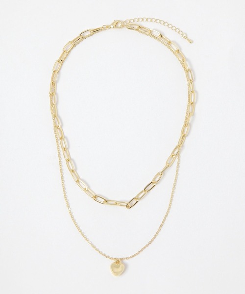 FOREVER 21(フォーエバー トゥエンティーワン)の「2連ハートネックレス(ネックレス・レディース・シルバー/ゴールド・FREE)」の1枚目の写真