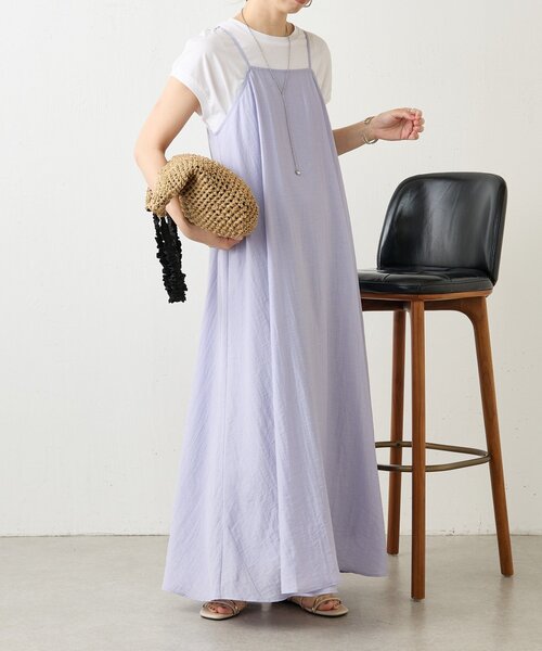 Jena espace merveilleux（ジェナ　エスパスメルヴェイユ）の「リネンリラックスキャミワンピース（ワンピース・レディース・ブラック/パープル/ライトグレー・FREE）」の3枚目の写真