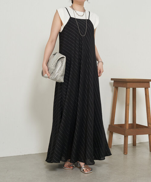 Jena espace merveilleux（ジェナ　エスパスメルヴェイユ）の「リネンリラックスキャミワンピース（ワンピース・レディース・ブラック/パープル/ライトグレー・FREE）」の5枚目の写真