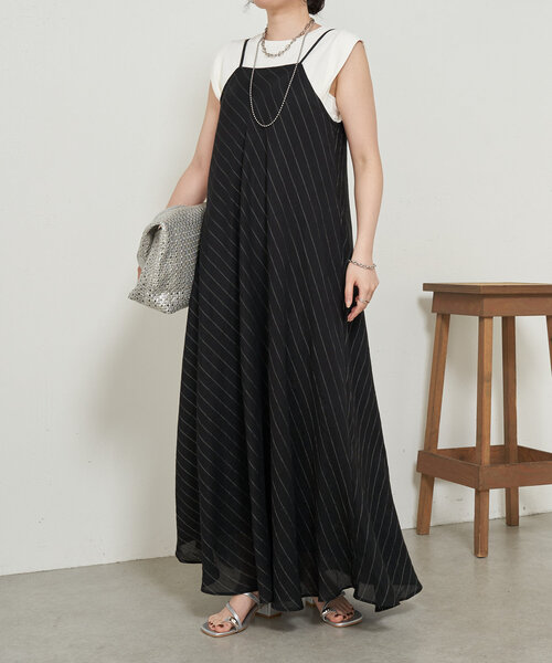 Jena espace merveilleux（ジェナ　エスパスメルヴェイユ）の「リネンリラックスキャミワンピース（ワンピース・レディース・ブラック/パープル/ライトグレー・FREE）」の6枚目の写真