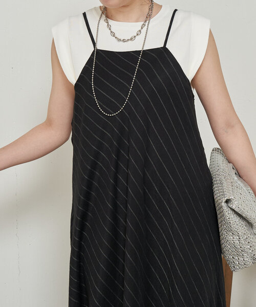 Jena espace merveilleux（ジェナ　エスパスメルヴェイユ）の「リネンリラックスキャミワンピース（ワンピース・レディース・ブラック/パープル/ライトグレー・FREE）」の9枚目の写真