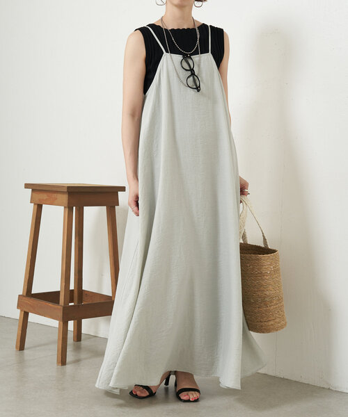 Jena espace merveilleux（ジェナ　エスパスメルヴェイユ）の「リネンリラックスキャミワンピース（ワンピース・レディース・ブラック/パープル/ライトグレー・FREE）」の18枚目の写真