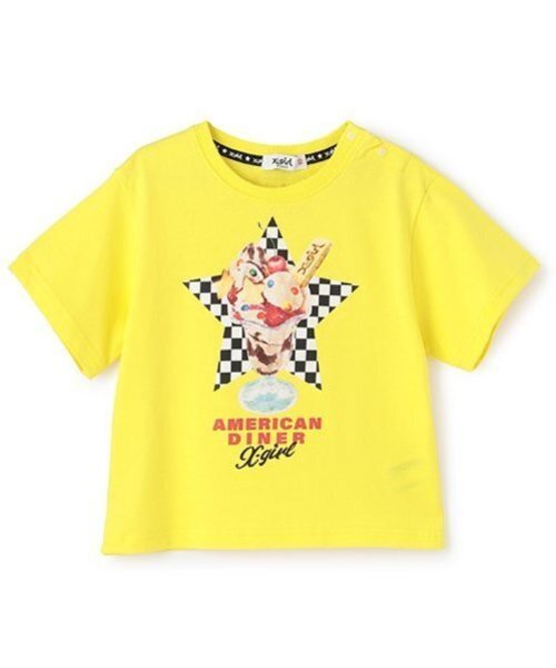 X-girl Stages(エックスガールステージス)の「ダイナーパフェプリント半袖Tシャツ(Tシャツ/カットソー・キッズ・レモンイエロー/オフホワイト・130cm/140cm/100cm/90cm/120cm/110cm/80cm)」の3枚目の写真