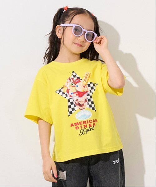 X-girl Stages(エックスガールステージス)の「ダイナーパフェプリント半袖Tシャツ(Tシャツ/カットソー・キッズ・レモンイエロー/オフホワイト・130cm/140cm/100cm/90cm/120cm/110cm/80cm)」の16枚目の写真
