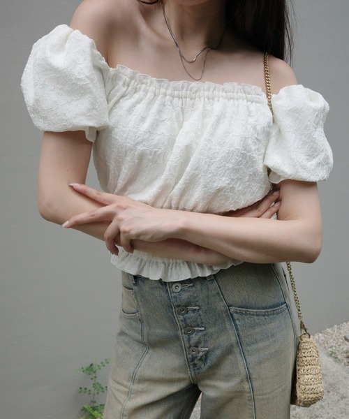 【新品未使用】rienda メニーウェイシャーリングショートブラウス rienda | 【AKB48 千葉恵里さん着用】メニーウェイシャーリング