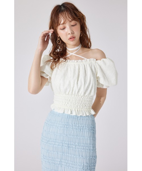 rienda（リエンダ）の「【AKB48 千葉恵里さん着用】メニーウェイシャーリングショートブラウス 夏服 半袖（シャツ/ブラウス・レディース・ブラック/ホワイト/レッド・FREE）」の20枚目の写真