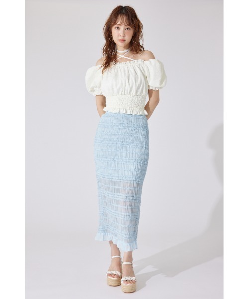rienda（リエンダ）の「【AKB48 千葉恵里さん着用】メニーウェイシャーリングショートブラウス 夏服 半袖（シャツ/ブラウス・レディース・ブラック/ホワイト/レッド・FREE）」の22枚目の写真