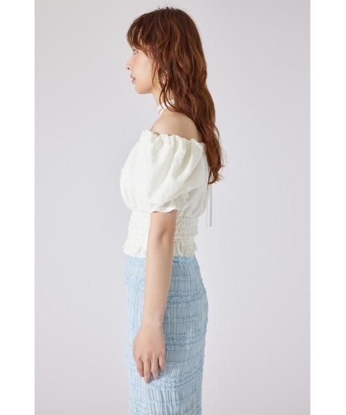 【新品未使用】rienda メニーウェイシャーリングショートブラウス rienda | 【AKB48 千葉恵里さん着用】メニーウェイシャーリング