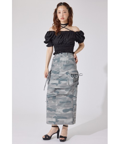 rienda（リエンダ）の「【AKB48 千葉恵里さん着用】メニーウェイシャーリングショートブラウス 夏服 半袖（シャツ/ブラウス・レディース・ブラック/ホワイト/レッド・FREE）」の6枚目の写真