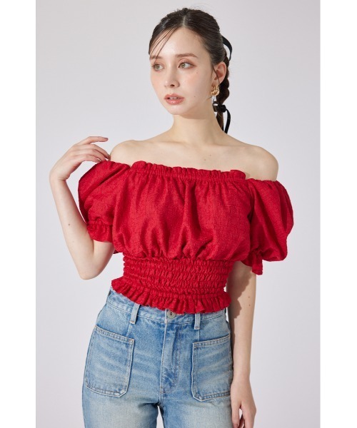 rienda（リエンダ）の「【AKB48 千葉恵里さん着用】メニーウェイシャーリングショートブラウス 夏服 半袖（シャツ/ブラウス・レディース・ブラック/ホワイト/レッド・FREE）」の10枚目の写真