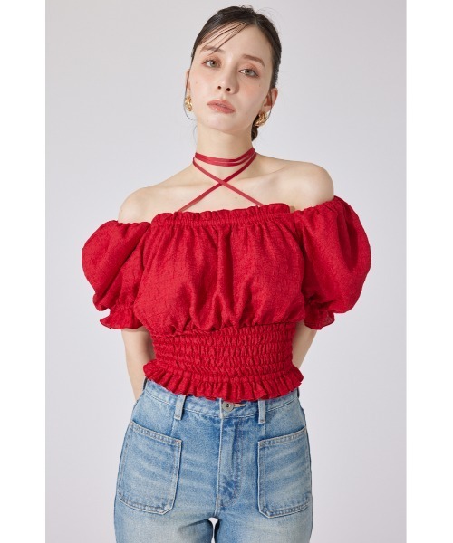 rienda（リエンダ）の「【AKB48 千葉恵里さん着用】メニーウェイシャーリングショートブラウス 夏服 半袖（シャツ/ブラウス・レディース・ブラック/ホワイト/レッド・FREE）」の12枚目の写真