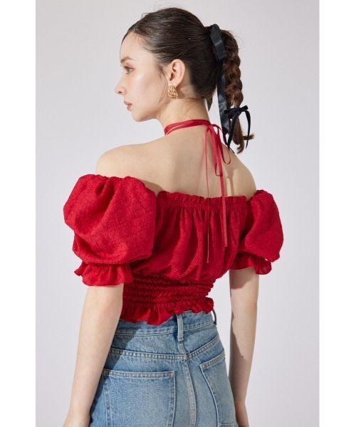 rienda（リエンダ）の「【AKB48 千葉恵里さん着用】メニーウェイシャーリングショートブラウス 夏服 半袖（シャツ/ブラウス・レディース・ブラック/ホワイト/レッド・FREE）」の13枚目の写真