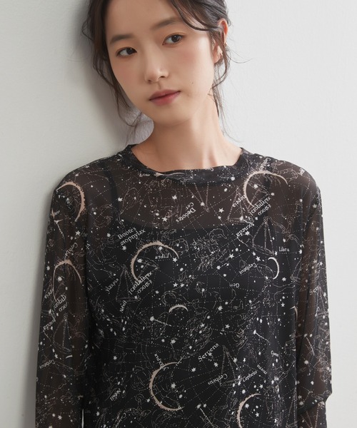 On One's Own(オンワンズオン)の「On One's Own 星座とドット2柄プリントパワーネット長袖シアートップ(Tシャツ/カットソー・レディース・ブラック/グレー系その他/ブラック系その他/ブラウン/ベージュ系その他・FREE)」の14枚目の写真