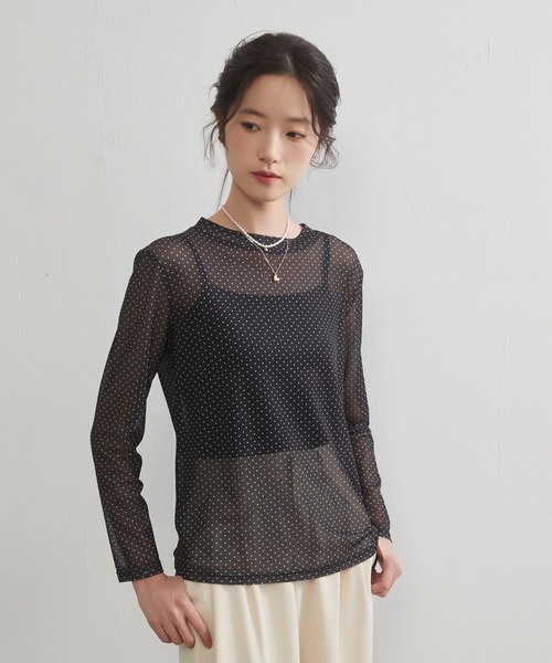 On One's Own(オンワンズオン)の「On One's Own 星座とドット2柄プリントパワーネット長袖シアートップ(Tシャツ/カットソー・レディース・ブラック/グレー系その他/ブラック系その他/ブラウン/ベージュ系その他・FREE)」の17枚目の写真