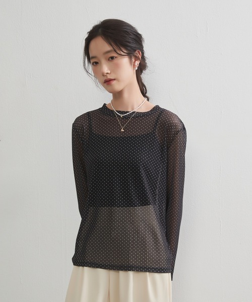 On One's Own(オンワンズオン)の「On One's Own 星座とドット2柄プリントパワーネット長袖シアートップ(Tシャツ/カットソー・レディース・ブラック/グレー系その他/ブラック系その他/ブラウン/ベージュ系その他・FREE)」の18枚目の写真