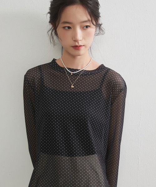 On One's Own(オンワンズオン)の「On One's Own 星座とドット2柄プリントパワーネット長袖シアートップ(Tシャツ/カットソー・レディース・ブラック/グレー系その他/ブラック系その他/ブラウン/ベージュ系その他・FREE)」の19枚目の写真