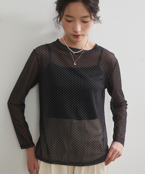 On One's Own(オンワンズオン)の「On One's Own 星座とドット2柄プリントパワーネット長袖シアートップ(Tシャツ/カットソー・レディース・ブラック/グレー系その他/ブラック系その他/ブラウン/ベージュ系その他・FREE)」の20枚目の写真