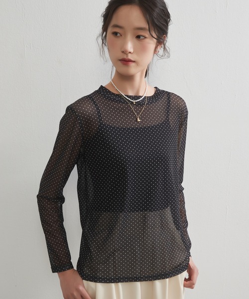 On One's Own(オンワンズオン)の「On One's Own 星座とドット2柄プリントパワーネット長袖シアートップ(Tシャツ/カットソー・レディース・ブラック/グレー系その他/ブラック系その他/ブラウン/ベージュ系その他・FREE)」の21枚目の写真