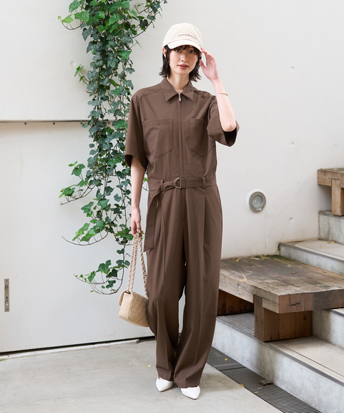 Rouge vif(ルージュヴィフ)の「半袖オールインワン(つなぎ/オールインワン・レディース・ブラック/ブラウン・38/36)」の3枚目の写真