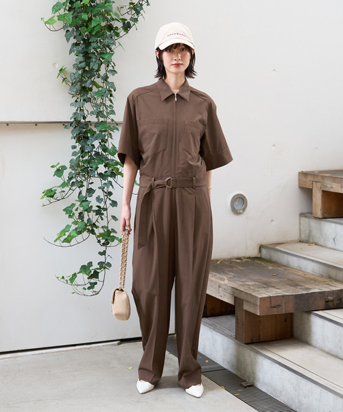 Rouge vif(ルージュヴィフ)の「半袖オールインワン(つなぎ/オールインワン・レディース・ブラック/ブラウン・38/36)」の4枚目の写真