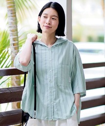 ブラウス シャツ 「tageechita」ストライプシャツパーカー・プルオーバー レディース メンズ tageechita ブラウス シャツ 「tageechita」ストライプシャツ