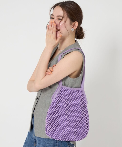 The Bagmati（ザバグマティ）の「＜The Bagmati＞コットン フィッシュネット トートバッグ（トートバッグ・レディース・ダークブラウン/ライラック・FREE）」の3枚目の写真