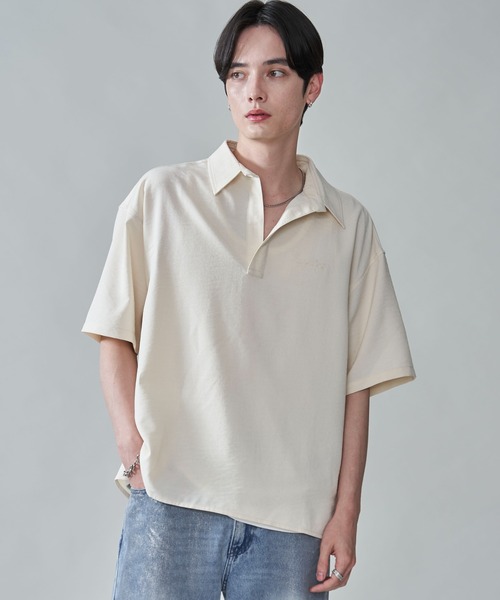 BROWNY（ブラウニー）の「BROWNY/リネンライクスキッパーシャツ（シャツ/ブラウス・メンズ・チャコール/オフホワイト・MEDIUM/LARGE）」の2枚目の写真