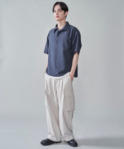 BROWNY（ブラウニー）の「BROWNY/リネンライクスキッパーシャツ（シャツ/ブラウス・メンズ・チャコール/オフホワイト・MEDIUM/LARGE）」の18枚目の写真