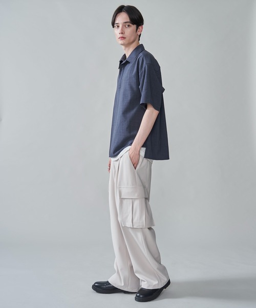 BROWNY（ブラウニー）の「BROWNY/リネンライクスキッパーシャツ（シャツ/ブラウス・メンズ・チャコール/オフホワイト・MEDIUM/LARGE）」の19枚目の写真