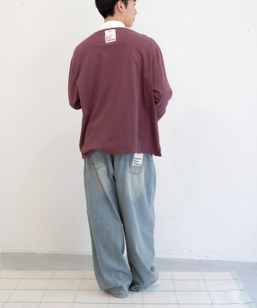 bashful base Oriental（バッシュフルベースオリエンタル）の「【新色&新サイズ追加！/bbO】イージーコクーンワイドデニムパンツ（デニムパンツ・メンズ・ネイビー/ブラック/ライトブルー・MEDIUM/LARGE/SMALL）」の10枚目の写真