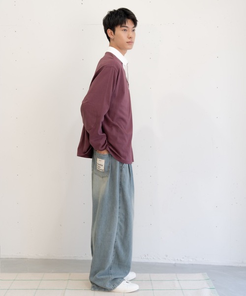 bashful base Oriental（バッシュフルベースオリエンタル）の「【新色&新サイズ追加！/bbO】イージーコクーンワイドデニムパンツ（デニムパンツ・メンズ・ネイビー/ブラック/ライトブルー・MEDIUM/LARGE/SMALL）」の6枚目の写真