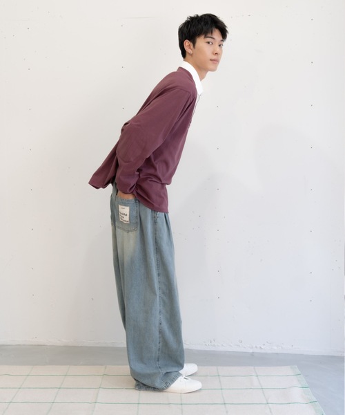 bashful base Oriental（バッシュフルベースオリエンタル）の「【新色&新サイズ追加！/bbO】イージーコクーンワイドデニムパンツ（デニムパンツ・メンズ・ネイビー/ブラック/ライトブルー・MEDIUM/LARGE/SMALL）」の7枚目の写真