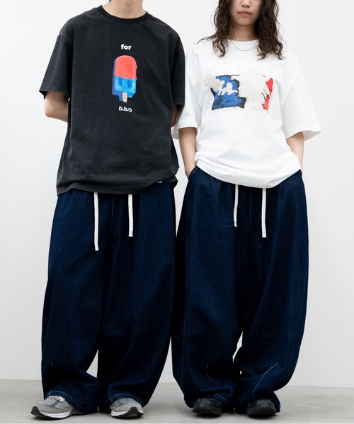 bashful base Oriental（バッシュフルベースオリエンタル）の「【新色&新サイズ追加！/bbO】イージーコクーンワイドデニムパンツ（デニムパンツ・メンズ・ネイビー/ブラック/ライトブルー・MEDIUM/LARGE/SMALL）」の11枚目の写真