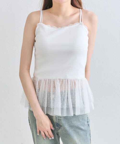 OLIVE des OLIVE(オリーブデオリーブ)の「ちゅるちゅるレースキャミ(キャミソール・レディース・ホワイト/オフホワイト・FREE)」の14枚目の写真