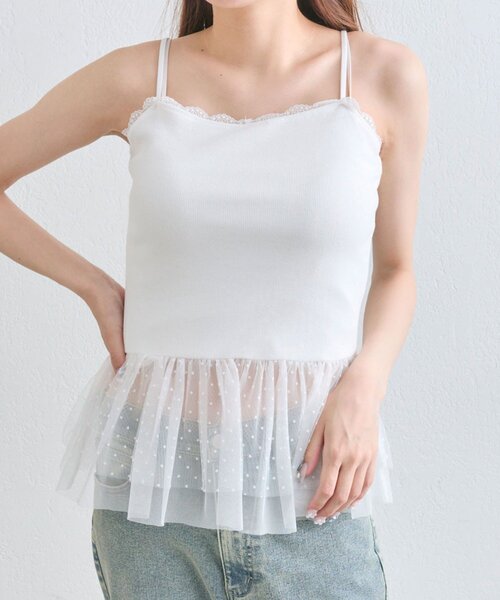 OLIVE des OLIVE(オリーブデオリーブ)の「ちゅるちゅるレースキャミ(キャミソール・レディース・ホワイト/オフホワイト・FREE)」の15枚目の写真