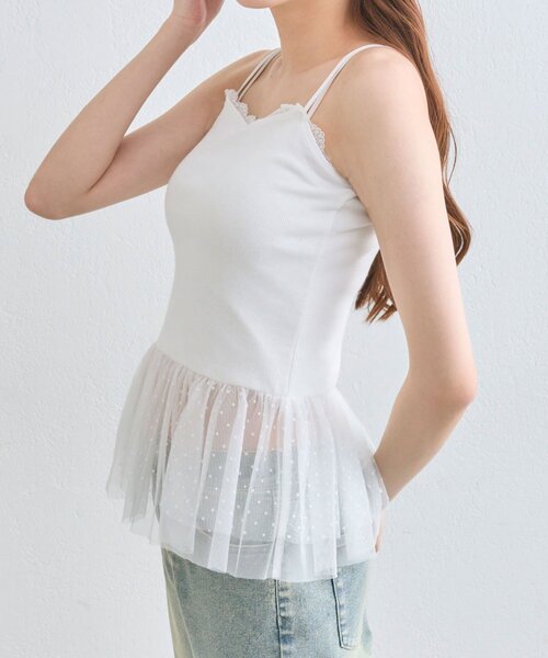 OLIVE des OLIVE(オリーブデオリーブ)の「ちゅるちゅるレースキャミ(キャミソール・レディース・ホワイト/オフホワイト・FREE)」の16枚目の写真