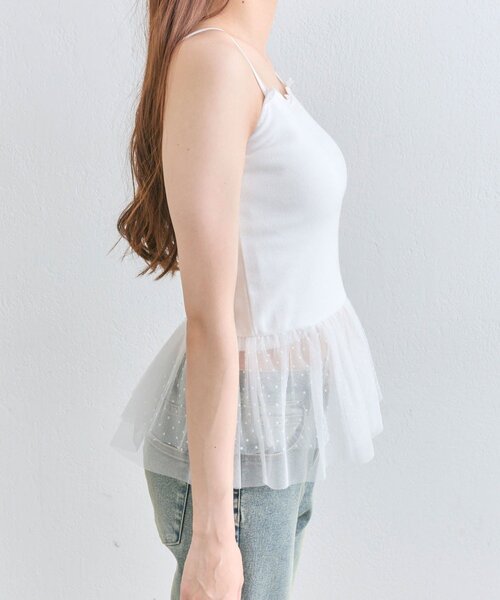 OLIVE des OLIVE(オリーブデオリーブ)の「ちゅるちゅるレースキャミ(キャミソール・レディース・ホワイト/オフホワイト・FREE)」の4枚目の写真