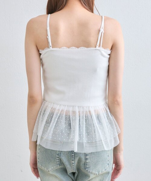 OLIVE des OLIVE(オリーブデオリーブ)の「ちゅるちゅるレースキャミ(キャミソール・レディース・ホワイト/オフホワイト・FREE)」の5枚目の写真