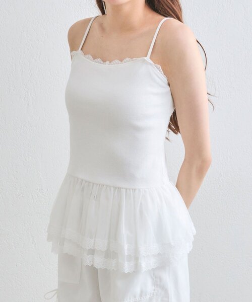 OLIVE des OLIVE(オリーブデオリーブ)の「ちゅるちゅるレースキャミ(キャミソール・レディース・ホワイト/オフホワイト・FREE)」の10枚目の写真