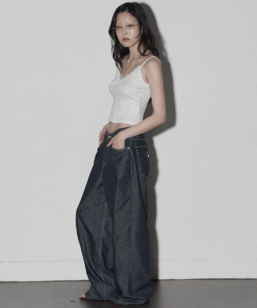 Midnight Move(ミッドナイトムーブ)の「A'GEM/9 × .kom 『MIDNIGHT MOVE/ミッドナイトムーブ』 FL LACE TOP/FL レーストップス(キャミソール・レディース・アイボリー/グレー/ベージュ・FREE)」の5枚目の写真