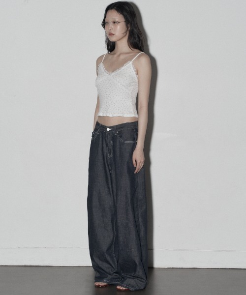 Midnight Move(ミッドナイトムーブ)の「A'GEM/9 × .kom 『MIDNIGHT MOVE/ミッドナイトムーブ』 FL LACE TOP/FL レーストップス(キャミソール・レディース・アイボリー/グレー/ベージュ・FREE)」の7枚目の写真
