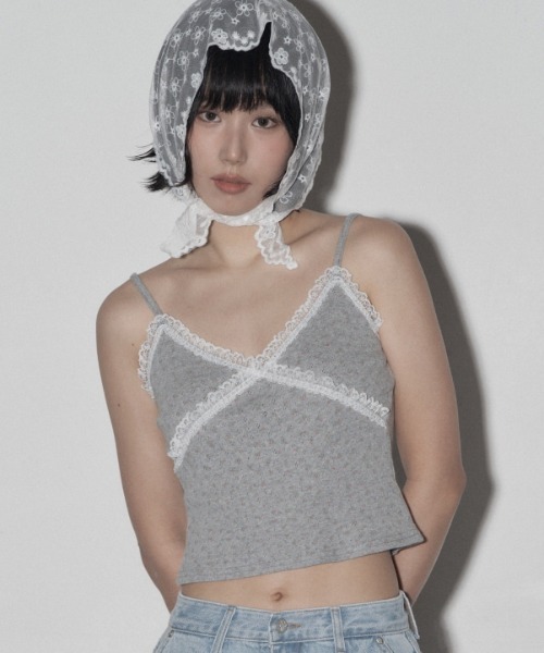 Midnight Move(ミッドナイトムーブ)の「A'GEM/9 × .kom 『MIDNIGHT MOVE/ミッドナイトムーブ』 FL LACE TOP/FL レーストップス(キャミソール・レディース・アイボリー/グレー/ベージュ・FREE)」の9枚目の写真