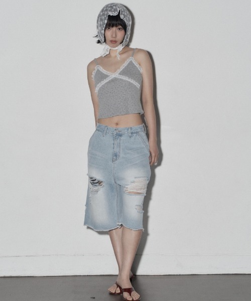 Midnight Move(ミッドナイトムーブ)の「A'GEM/9 × .kom 『MIDNIGHT MOVE/ミッドナイトムーブ』 FL LACE TOP/FL レーストップス(キャミソール・レディース・アイボリー/グレー/ベージュ・FREE)」の10枚目の写真