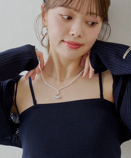セール】【SET ITEM】モチーフ付パール2連ネックレス