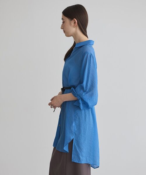 ブラウス シャツ 2way袖デザインロングシャツ レディース セール】2way袖デザインシアーロングシャツ（シャツ/ブラウス