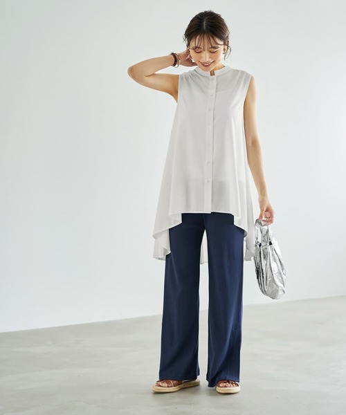 STYLE DELI（スタイルデリ）の「【Made in JAPAN】涼しい綿テレコ裾ベンツスリットパンツ（その他パンツ・レディース・ネイビー/ブラウン/ブラック・01/02）」の14枚目の写真