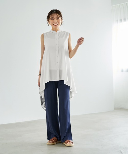STYLE DELI（スタイルデリ）の「【Made in JAPAN】涼しい綿テレコ裾ベンツスリットパンツ（その他パンツ・レディース・ネイビー/ブラウン/ブラック・01/02）」の11枚目の写真